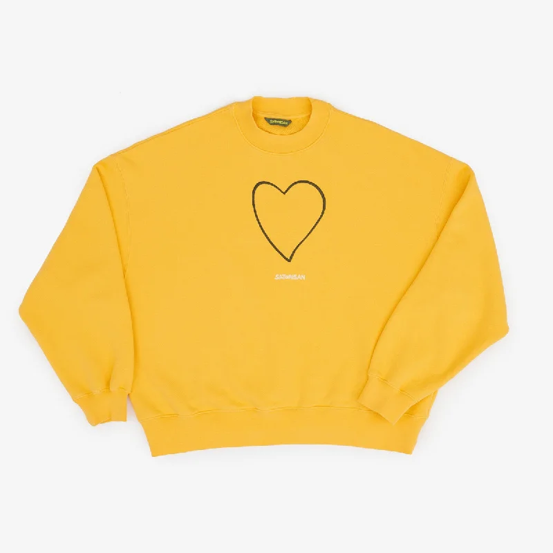 Sweatshirt Oversize Organic Cotton | Primary Yellow Origin Hoodie with Hem Patch Decorative Personalized