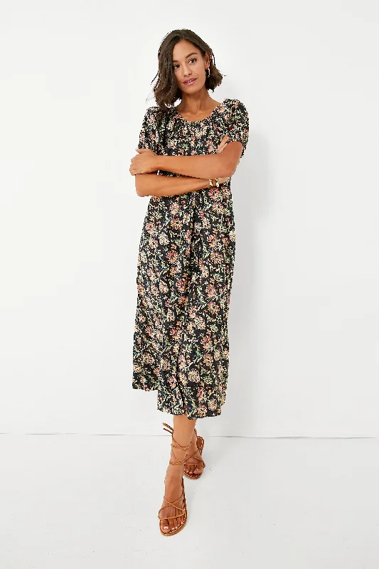Black Paisley Floral The Seascape Dress Turtleneck Warm Winter