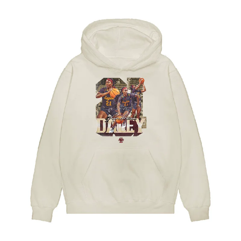Boston College - NCAA Women's Basketball : Andrea Daley - Player Collage Premium Hooded Sweatshirt Hoodie with Camouflage Military Edgy