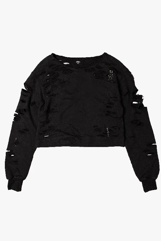 Shredded Sweatshirt Hoodie with Zipper Versatile Modern