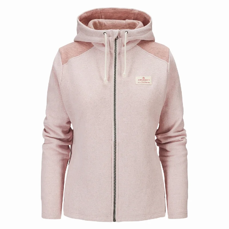 Amundsen Sports (Sample) - Women's Skauen Full Zip Hoodie - Blush Pink Hoodie with Color Block Contrast Stylish