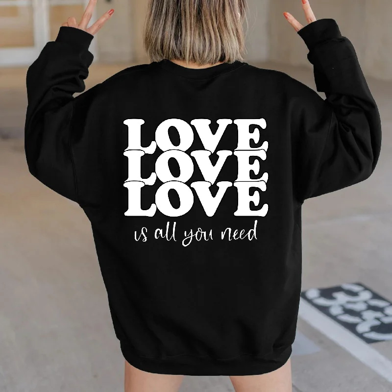 Women Casual LOVE Letter Print Round Neck Long Sleeve Basic Sweatshirt Hoodie with Belted Waist Structured Tailored
