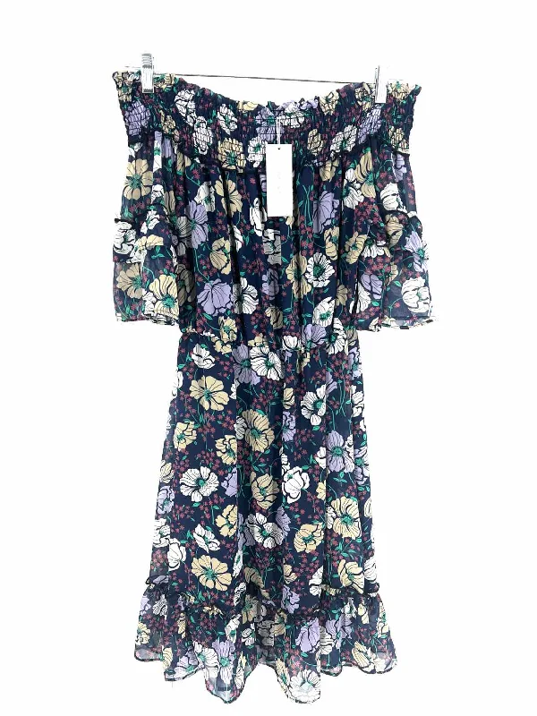 Mary & Mabel Size L Navy/Cream Off the Shoulder Floral NEW Dresses Dress Tunics Long Elegant