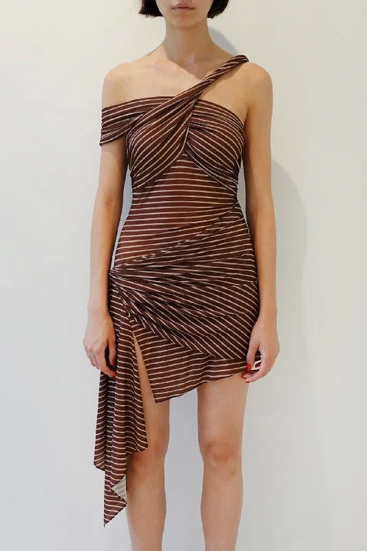 RONNY KOBO IZEL DRESS IN COCOA ECRU STRIPE Tunics Sale discount
