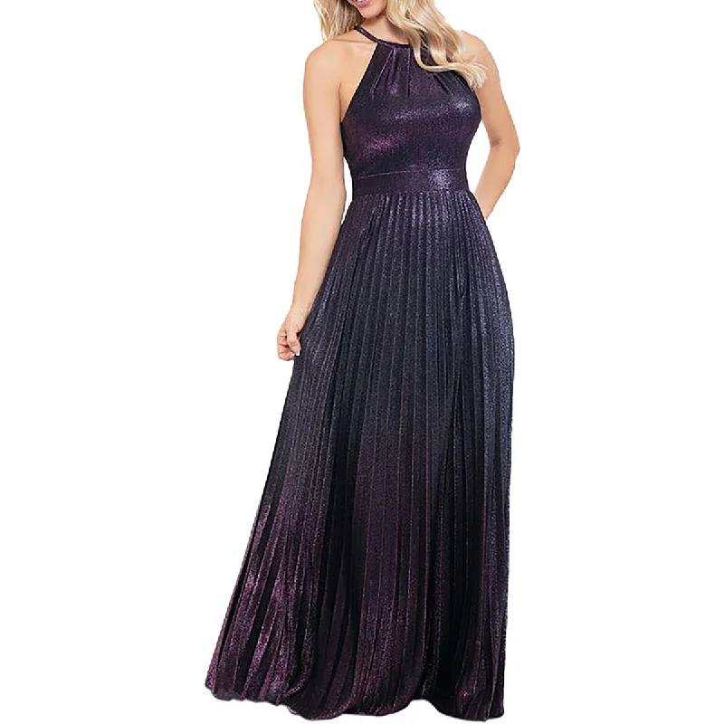 Petites Womens Metallic Glitter Halter Dress Tunics Fleece cozy