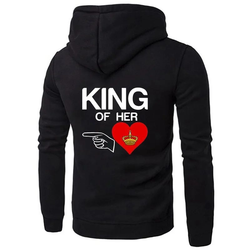 Fashion Casual Long Sleeve Round Neck Letter Love Print Couple Hoodie Hoodie with Strings Custom Fit Adjustable