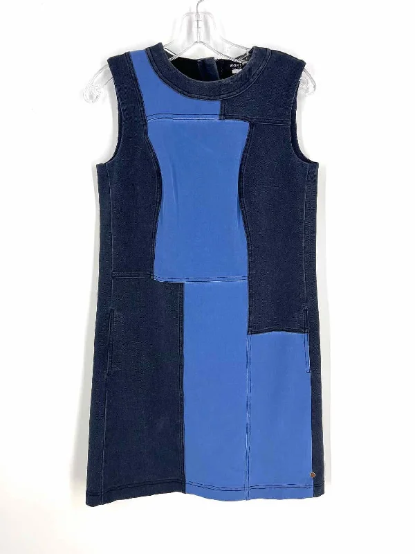 Worth Size 4 Navy/Blue Color Block Designer Dress Tunics Wedding white
