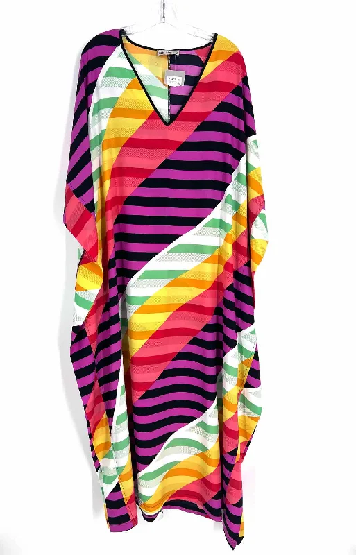Size L ? Black/Multi Stripe Maxi NEW Designer Dress Tunics stripes playful