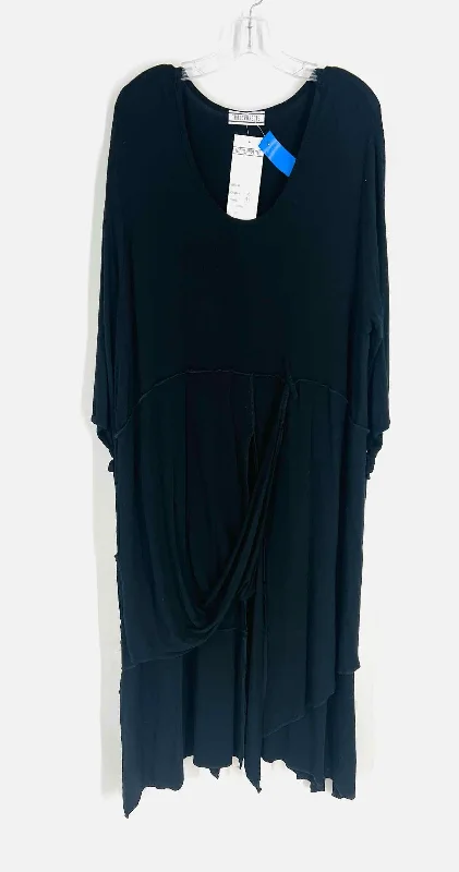 Transparente Size L ? Black Tiered Maxi NEW Designer Dress Tunics stripes playful