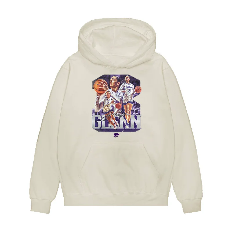 Kansas State - NCAA Women's Basketball : Jaelyn Glenn - Player Collage Premium Hooded Sweatshirt Oversized Hoodie Comfort Casual