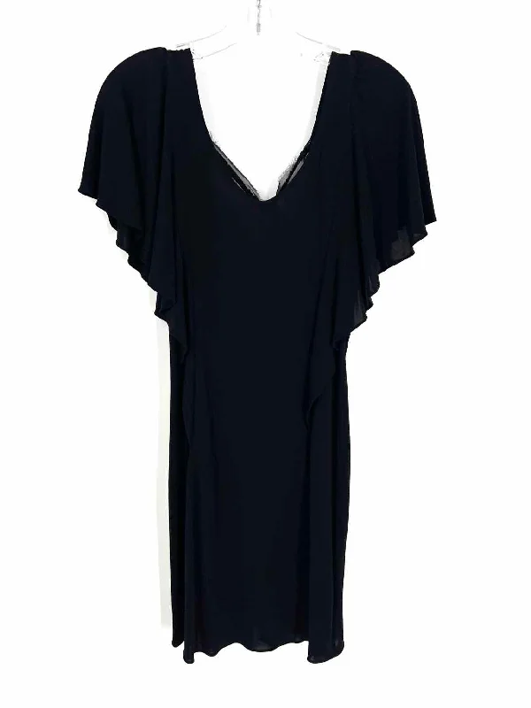 Rebecca Taylor Size 4 Black/Silver Flutter Sleeve NEW Designer Dress Crew Neckline Sporty