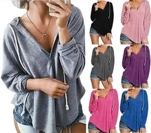 Plus Size Women Casual V Neck Hoodie Long Sleeve Workout Top Hoodie with Cropped Fit Short Trendy