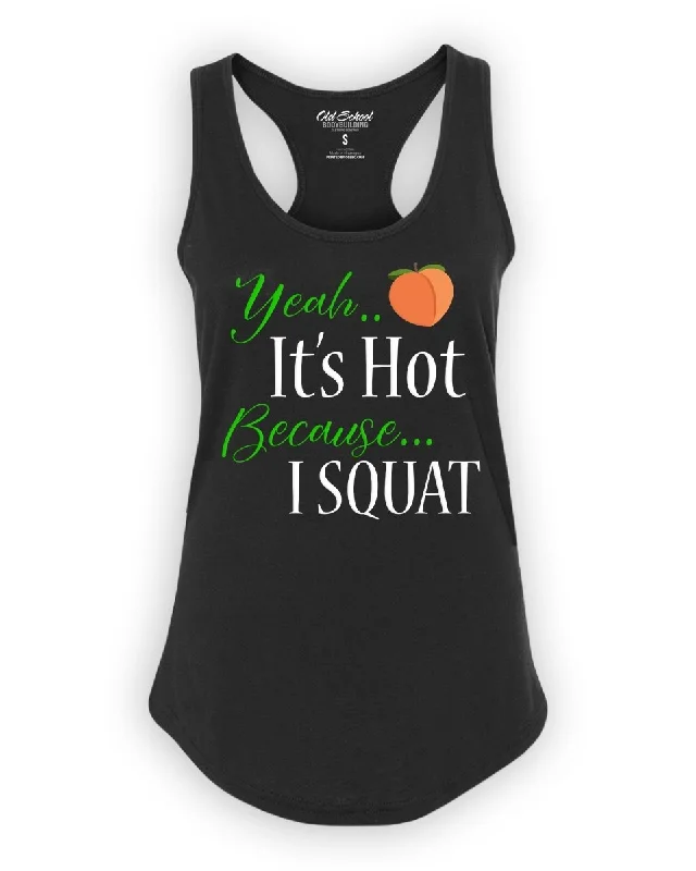 Ladies "Hot Squat" Black Racerback Tank lime green tank