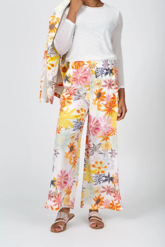 Soft Crepe Easy Wide-Leg Pants Sunshine Stylish Elastic Waist Pants