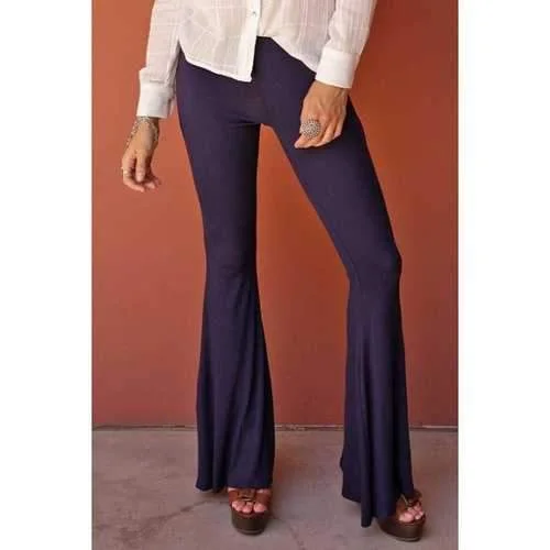 Stylish Solid Color Flare Women's Pants - Deep Purple L High-Waist Jogger Pants