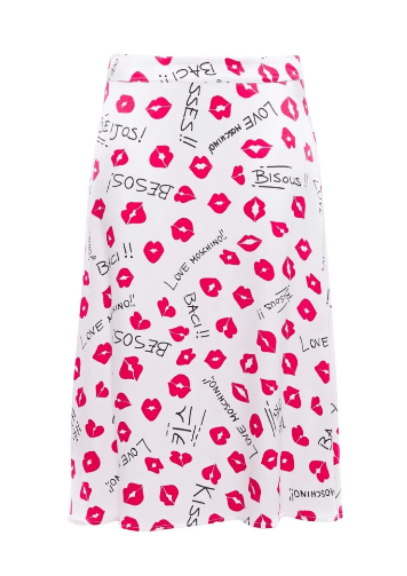 PRINTED SATIN SKIRT button skirt front