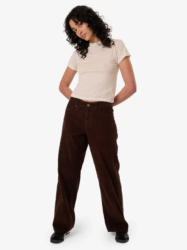 Billie Low Cord Pant - Dark Coffee Stylish Paperbag Waist Pants