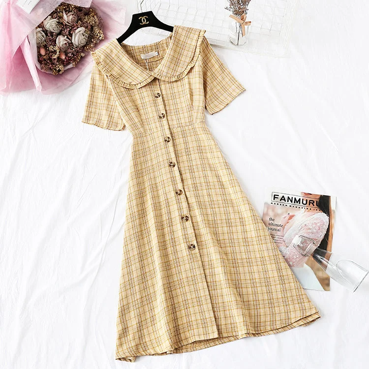 French waist closed to show thin temperament, retro plaid skirt  4163 silk skirt luxurious