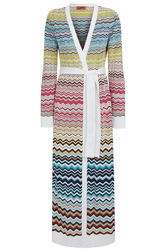 Chevron Long Cardigan Seamless Knitted Crochet