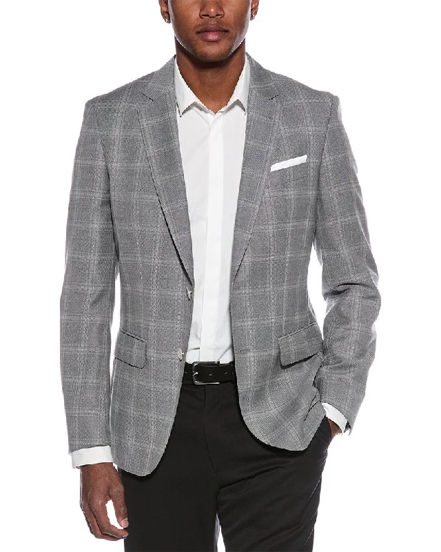 BOSS Hugo Boss Slim Fit Wool Suit Jacket Stand-Up Collar Roll-Neck Collar Turtle Neck