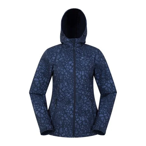 Mountain Warehouse Womens/Ladies Exodus Giraffe Print Water Resistant Soft Shell Jacket Boat Neck Shawl Collar Notched Collar