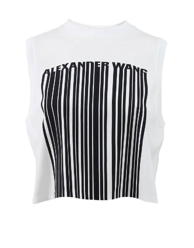 Barcode Logo Tank ivory tank top