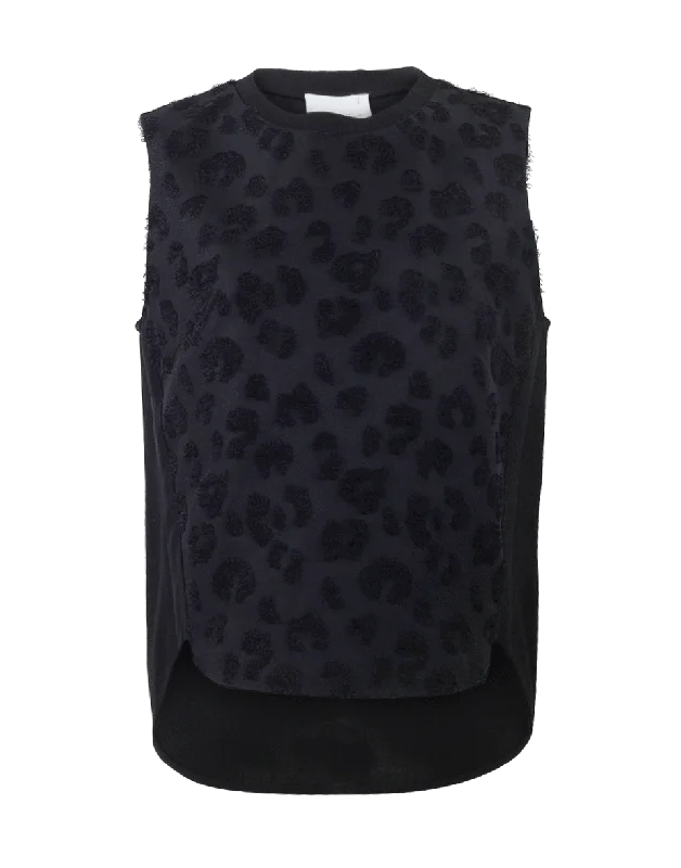 Leopard Print Silk Insert Tank solid color tank