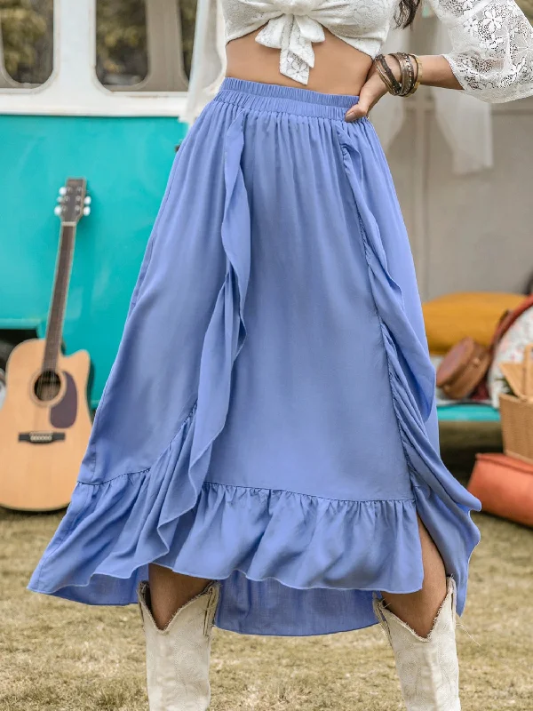 Mercy High Waist Ruffle Trim Skirt belted skirt waist