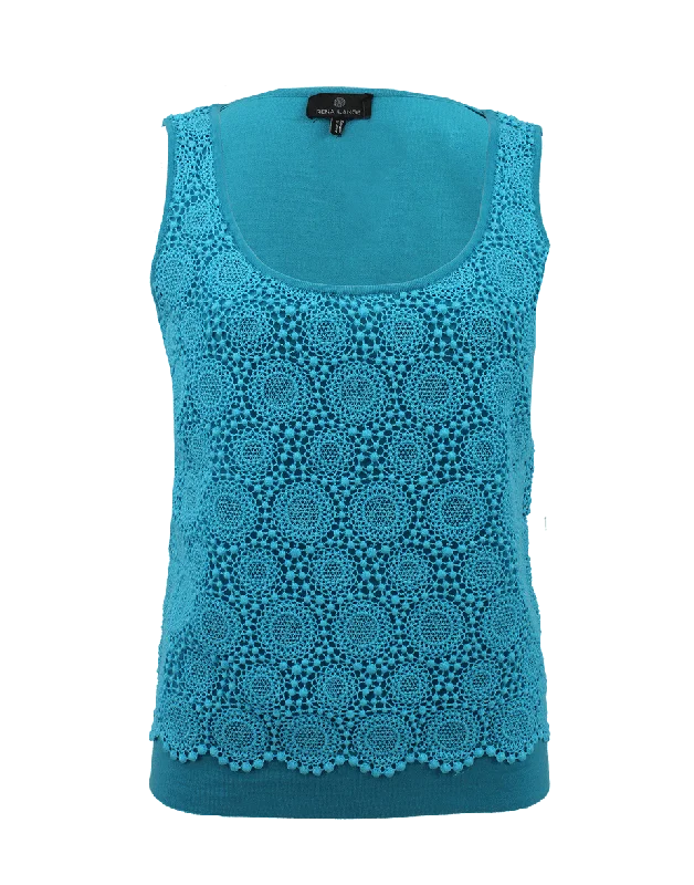 Scoopneck Crochet Tank bronze tank top