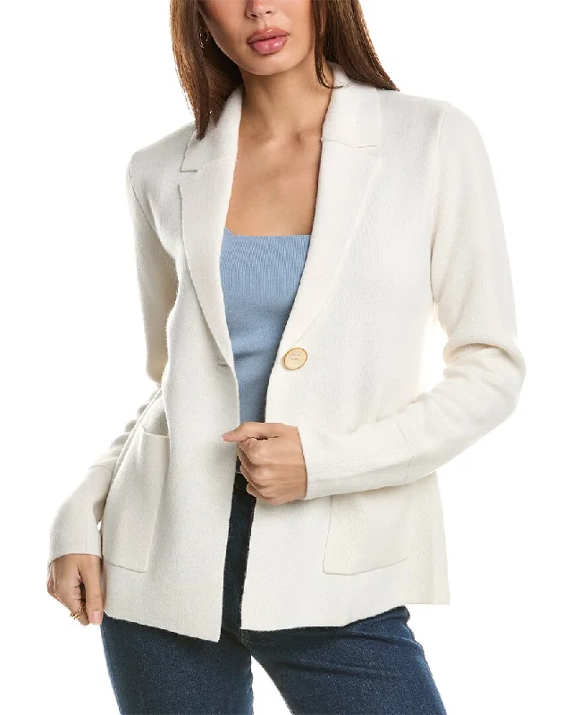 Forte Cashmere Doubleknit Notch Collar Cashmere Cardigan Blazer Jersey Fabric Tulle Fabric Batik Fabric