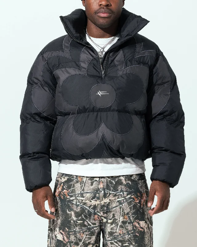 Loiter Eden Puffer Jacket Black Toggled Jacket Drawstring Jacket Belted Jacket