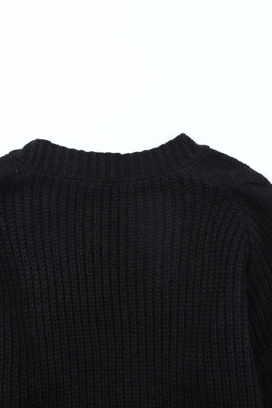 Long Knit Cardigan with Ribbed Cuffs Open Front Closed Front Wrap Front