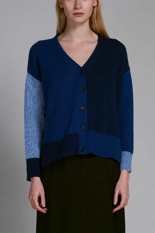 Colour Block Cardigan Hooded Caped Shawl Collar