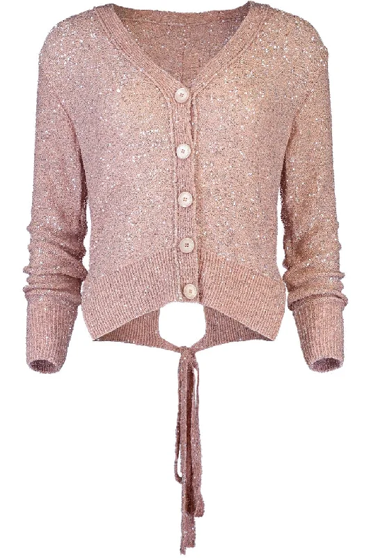 Sequin Drip Knit Cardigan Boxy Cardigan Fitted Cardigan A-Line