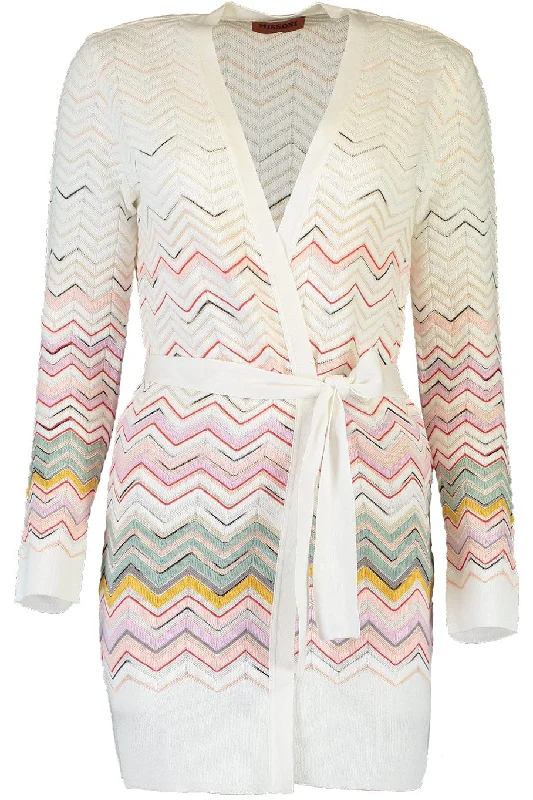 Knit Cardigan Striped Floral Plaid