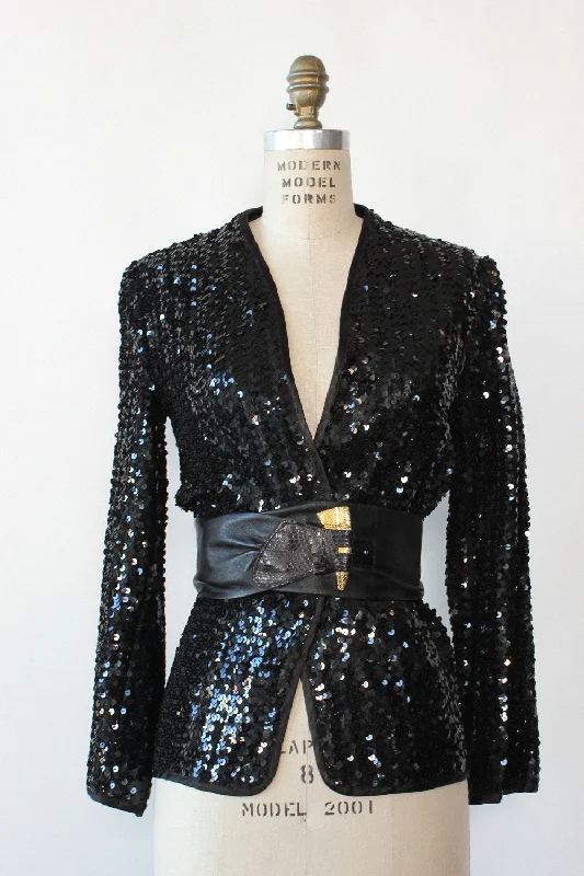 Ann Green Sequin Cardigan XS-M Slim Fit Regular Fit Oversized
