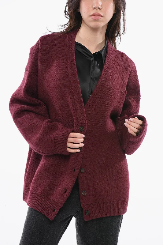 Maison Margiela Drop Shoulder Wool Cardigan Slim Fit Regular Fit Oversized