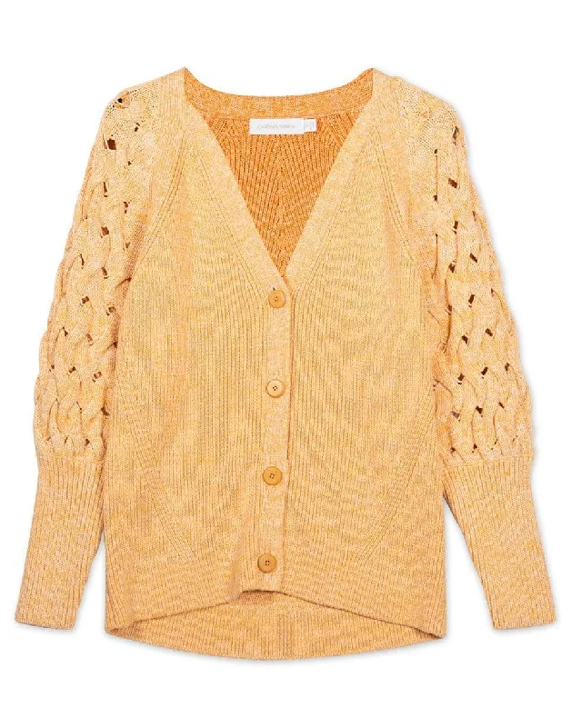 Olive Puff Sleeve Cardigan Denim Fabric Leather Fabric Suede Fabric