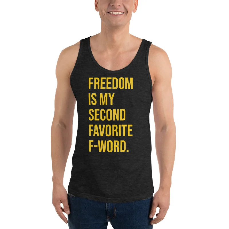 Freedom is my Second Favorite F-Word Unisex Tank athletic tank top