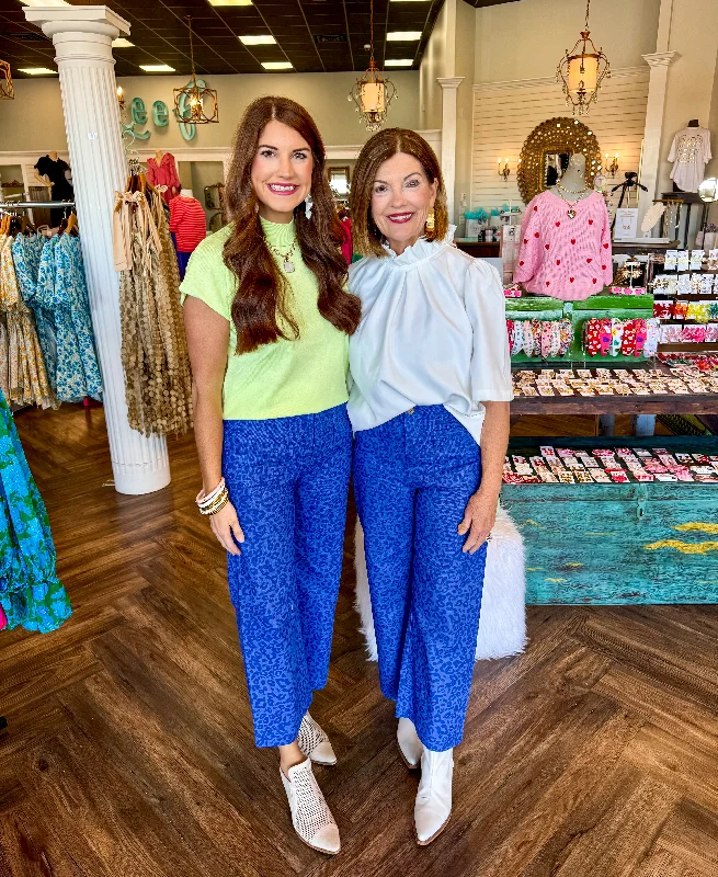 Blue Cheetah Pants Trendy Printed Pants
