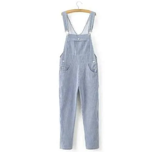 Pocket Design Striped Suspenders Pants - Stripe M Trendy Work Pants