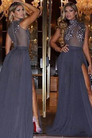 Navy Blue Lace Sheer Prom Dress Formal Dress Sexy Prom Dress Party Dress Tunics Occasion special
