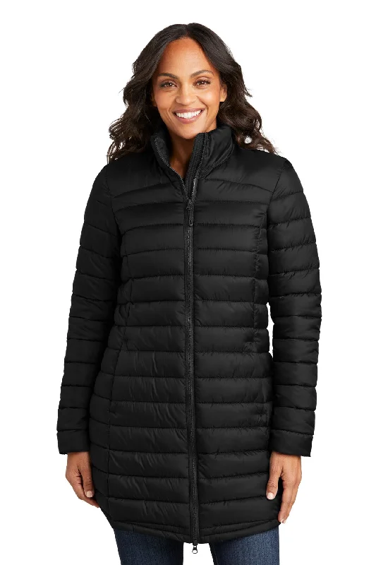 Custom Embroidered - Port Authority® Women's Horizon Puffy Long Jacket L365 Knit Fabric Woven Fabric Fleece Fabric