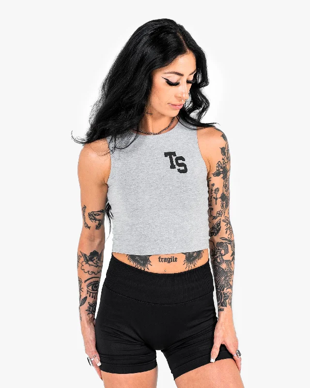 WKND Fitted Crop Tank - Grey basic tank top
