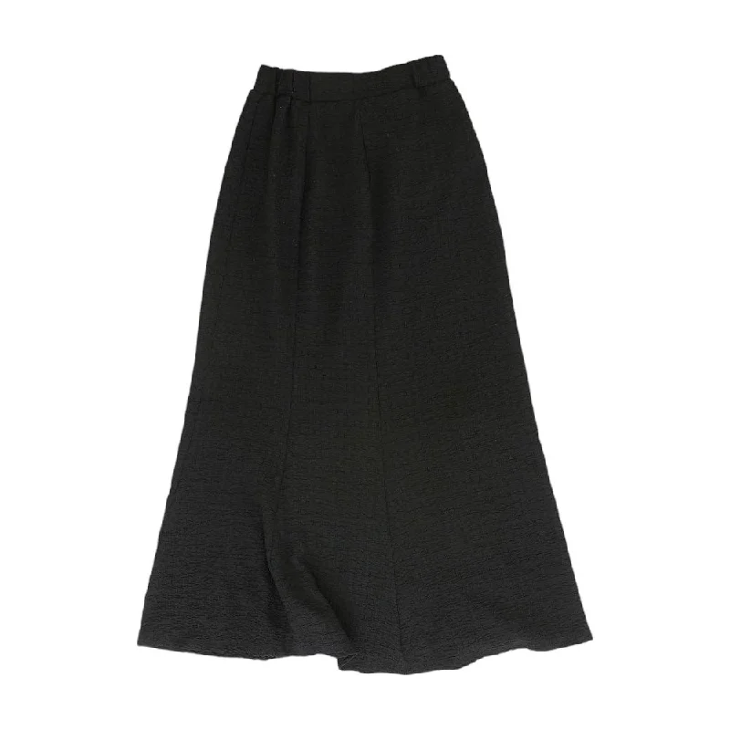 Black Solid Midi Skirt leather skirt bold