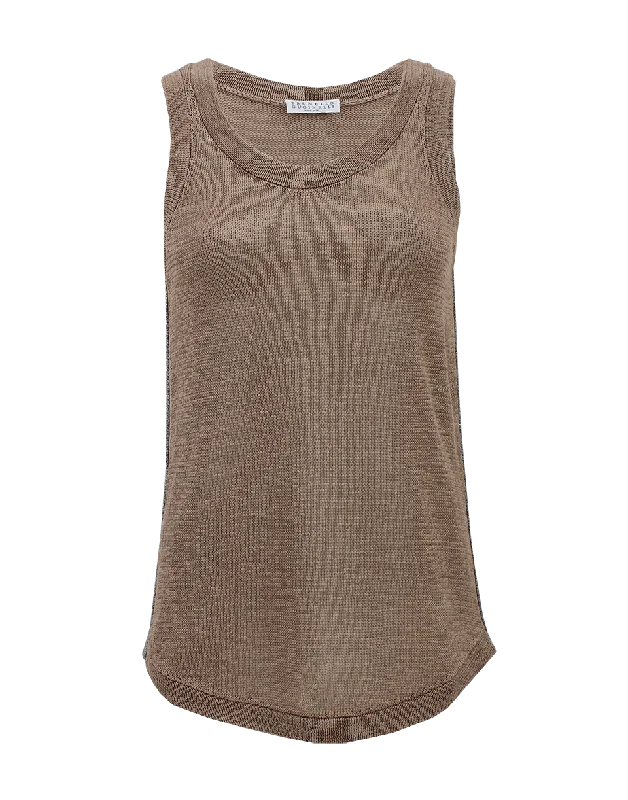 Cotton Monili Stripe Tank high neck tank