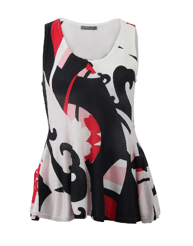 Printed Peplum Tank peekaboo tank top