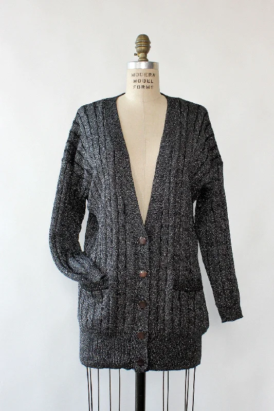 Metallic Cable Cardigan S/M Polka Dot Checkered Tartan