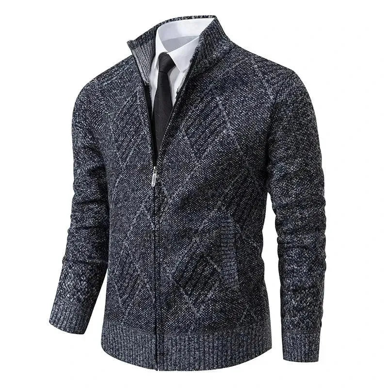 Geometric Winter Men's Cardigan Sweater Mesh Cardigan Canvas Denim