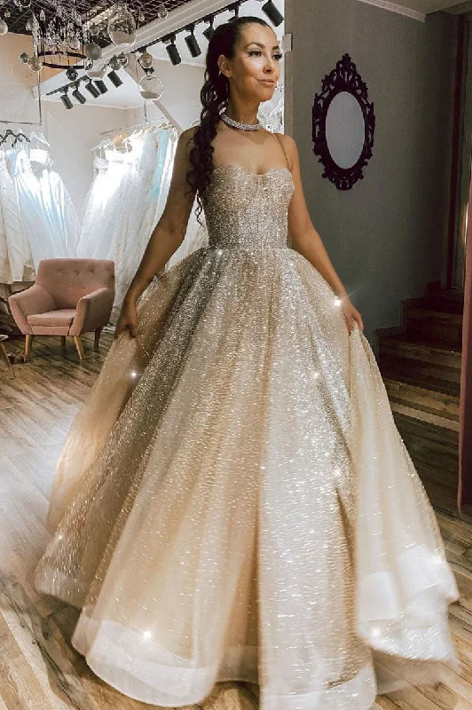A Line Sequin Sweetheart  Sparkly Evening Party Dresses Chic Long Prom Dresses Tunics Evening elegant